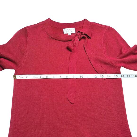 Signature by Bobbie Bee | Women | Red Stretch Knit Bow LS Mini Dress | Small - Picture 5 of 12